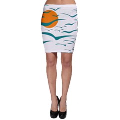 Sunset Glow Sun Bird Bodycon Skirt by Sapixe