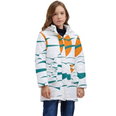 Sunset Glow Sun Bird Kid s Hooded Longline Puffer Jacket by Sapixe