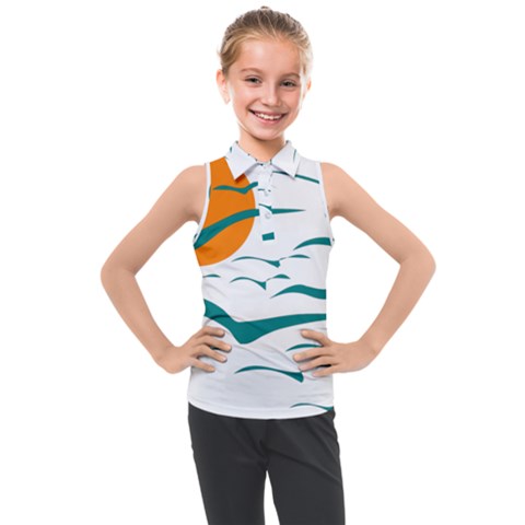 Sunset Glow Sun Bird Kids  Sleeveless Polo Tee by Sapixe