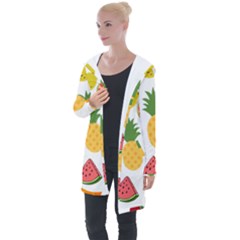 Fruits Cartoon Longline Hooded Cardigan by Sapixe