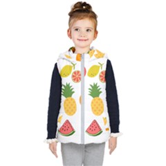 Fruits Cartoon Kids  Hooded Puffer Vest by Sapixe