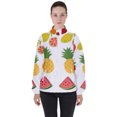 Fruits Cartoon Women s High Neck Windbreaker by Sapixe