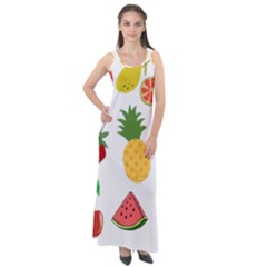 Fruits Cartoon Sleeveless Velour Maxi Dress by Sapixe