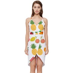 Fruits Cartoon Wrap Frill Dress by Sapixe