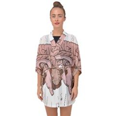 Cerebrum Human Structure Cartoon Human Brain Half Sleeve Chiffon Kimono by Sapixe