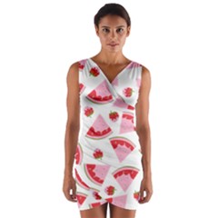 Pink Watermeloon Wrap Front Bodycon Dress by Sapixe