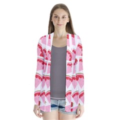 Pink Watermeloon Drape Collar Cardigan by Sapixe