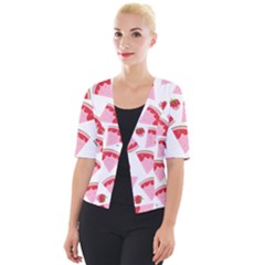 Pink Watermeloon Cropped Button Cardigan by Sapixe