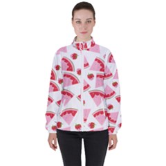 Pink Watermeloon Women s High Neck Windbreaker by Sapixe