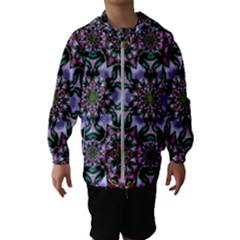 Tropical Blooming Forest With Decorative Flowers Mandala Kids  Hooded Windbreaker by pepitasart