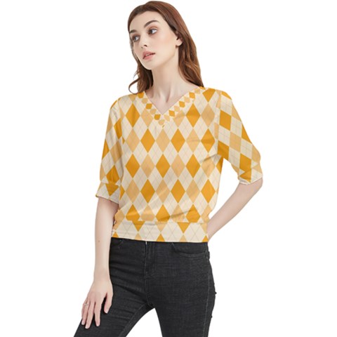 Argyle Quarter Sleeve Blouse by nateshop