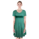 Background-green Short Sleeve V-neck Flare Dress View1