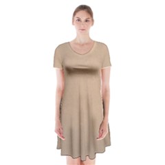 Background-mocca Short Sleeve V-neck Flare Dress by nateshop