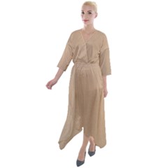 Background-mocca Quarter Sleeve Wrap Front Maxi Dress by nateshop