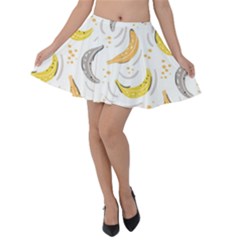 Seamless Stylish Pattern-with-fresh-yellow-bananas-background Velvet Skater Skirt by Wegoenart