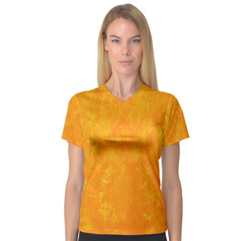 Background-yellow V-neck Sport Mesh Tee by nateshop