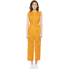 Background-yellow Women s Frill Top Chiffon Jumpsuit by nateshop