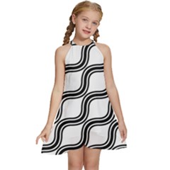 Diagonal-black White Kids  Halter Collar Waist Tie Chiffon Dress by nateshop