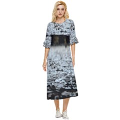  Rain Drops Water Liquid  Double Cuff Midi Dress by artworkshop