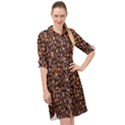 Coffee Beans Food Texture Long Sleeve Mini Shirt Dress View1