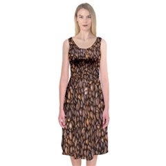 Coffee Beans Food Texture Midi Sleeveless Dress by artworkshop