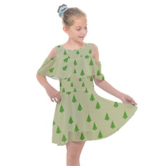 Christmas Wrapping Paper  Kids  Shoulder Cutout Chiffon Dress by artworkshop