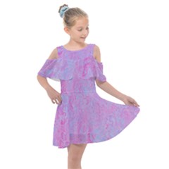  Texture Pink Light Blue Kids  Shoulder Cutout Chiffon Dress by artworkshop