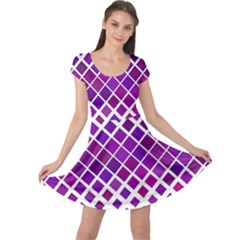 Pattern-box Purple White Cap Sleeve Dress by nateshop