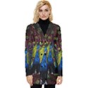 Beautiful Peacock Feather Button Up Hooded Coat  View1