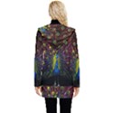 Beautiful Peacock Feather Button Up Hooded Coat  View2