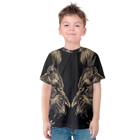 Animalsangry Male Lions Conflict Kids  Cotton Tee by Jancukart