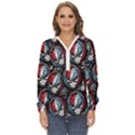 Grateful Dead Pattern Zip Up Long Sleeve Blouse View1