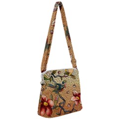 Flower Cubism Mosaic Vintage Zipper Messenger Bag by Jancukart