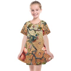 Flower Cubism Mosaic Vintage Kids  Smock Dress by Jancukart