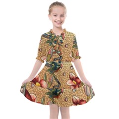 Flower Cubism Mosaic Vintage Kids  All Frills Chiffon Dress by Jancukart