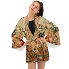 Flower Cubism Mosaic Vintage Long Sleeve Kimono by Jancukart