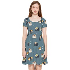 Sushi Pattern Inside Out Cap Sleeve Dress by Jancukart