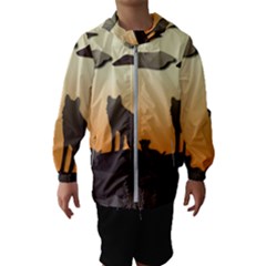 Vectors Painting Wolves Nature Forest Kids  Hooded Windbreaker by Amaryn4rt