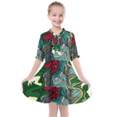 Armor Japan Maple Leaves Samurai Kids  All Frills Chiffon Dress by Amaryn4rt