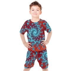 Fractal Pattern Background Kids  Tee And Shorts Set by Amaryn4rt