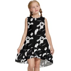 Halloween Background Ghost Pattern Kids  Frill Swing Dress by Amaryn4rt