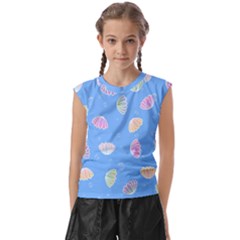 Seashell Clam Pattern Art Design Kids  Raglan Cap Sleeve Tee by Amaryn4rt