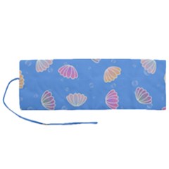 Seashell Clam Pattern Art Design Roll Up Canvas Pencil Holder (m) by Amaryn4rt