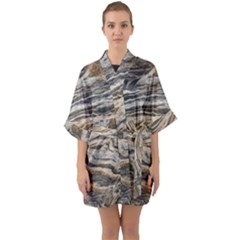 Texture Marble Abstract Pattern Half Sleeve Satin Kimono  by Amaryn4rt