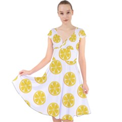 Fruit Food Juicy Organic Yellow Cap Sleeve Front Wrap Midi Dress by Wegoenart