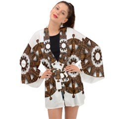 Gear Clockwork Decorative Fancy Long Sleeve Kimono by Wegoenart