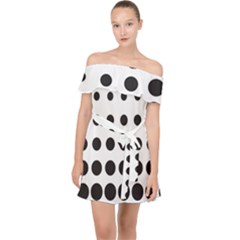 Halftone Pattern Dot Modern Retro Texture Circle Off Shoulder Chiffon Dress by artworkshop