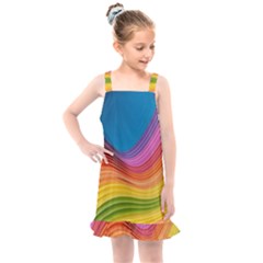  Rainbow Pattern Lines Kids  Overall Dress by artworkshop