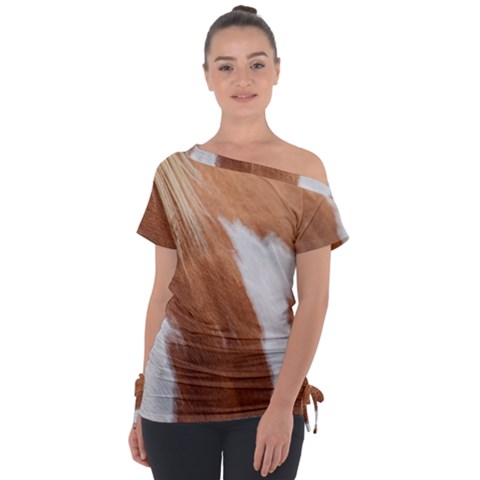 Horse Coat Animal Equine Off Shoulder Tie-up Tee by artworkshop