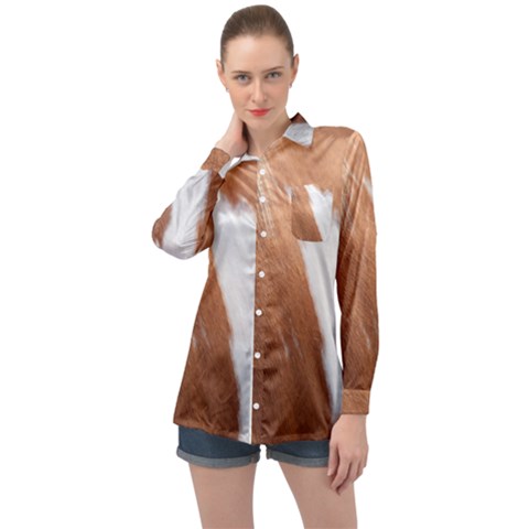 Horse Coat Animal Equine Long Sleeve Satin Shirt by artworkshop